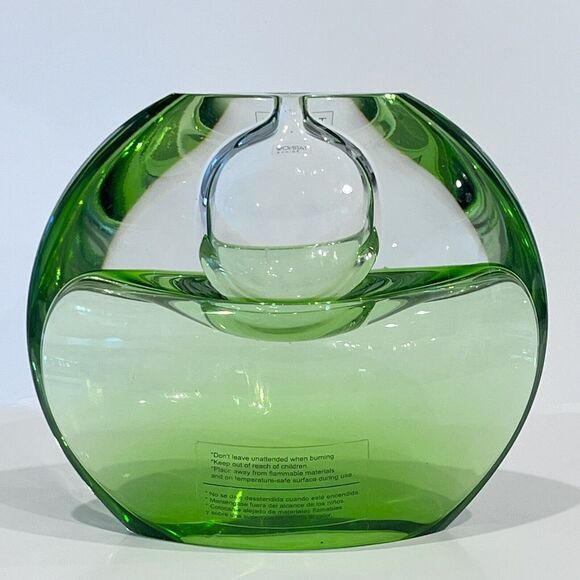 Vintage Tarnow Oil Scent Vase Emerald Green Crystal Glass Poland Double Sided - Picture 9 of 16